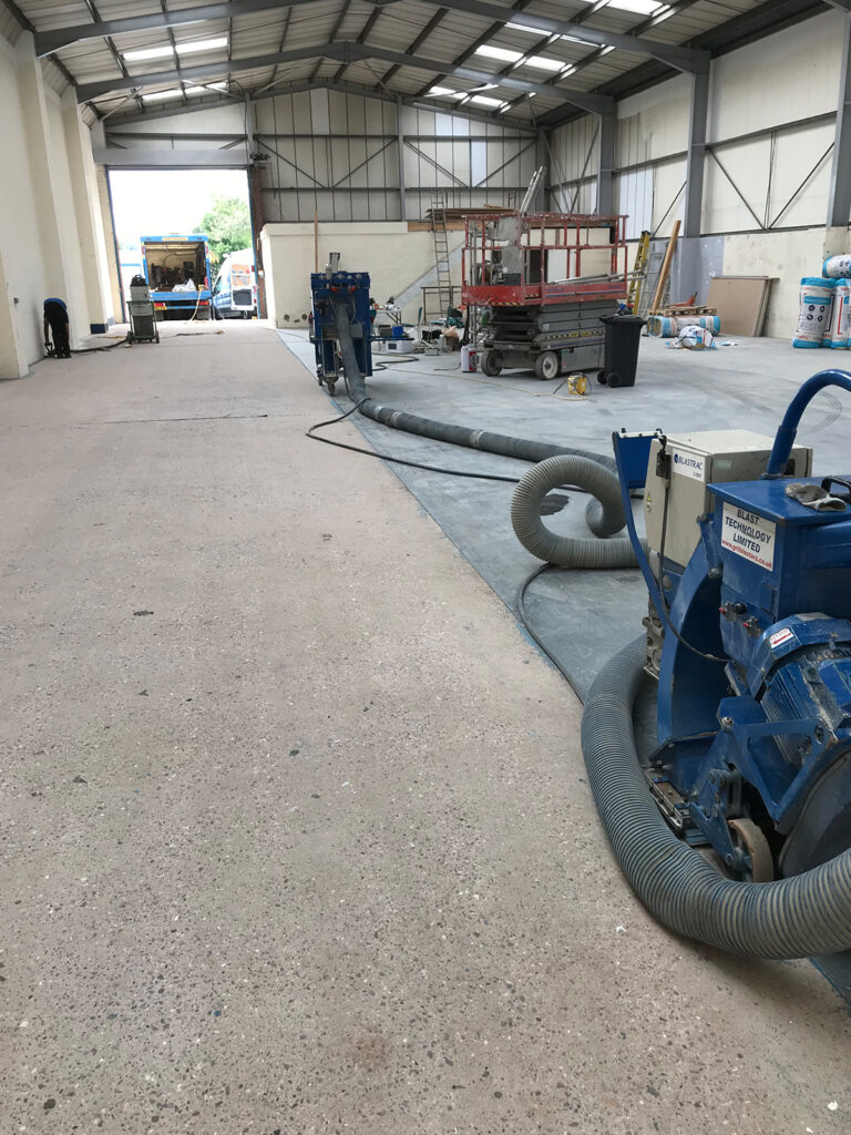 dust free shot blasting of rental unit