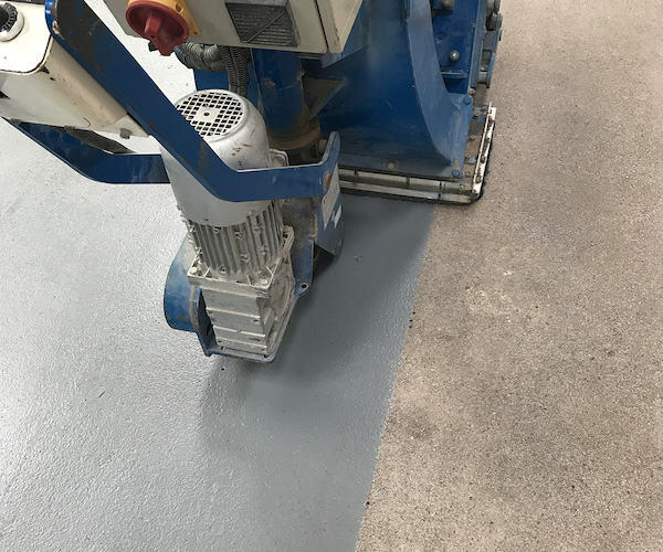 Factory floor paint removal and surface preperation